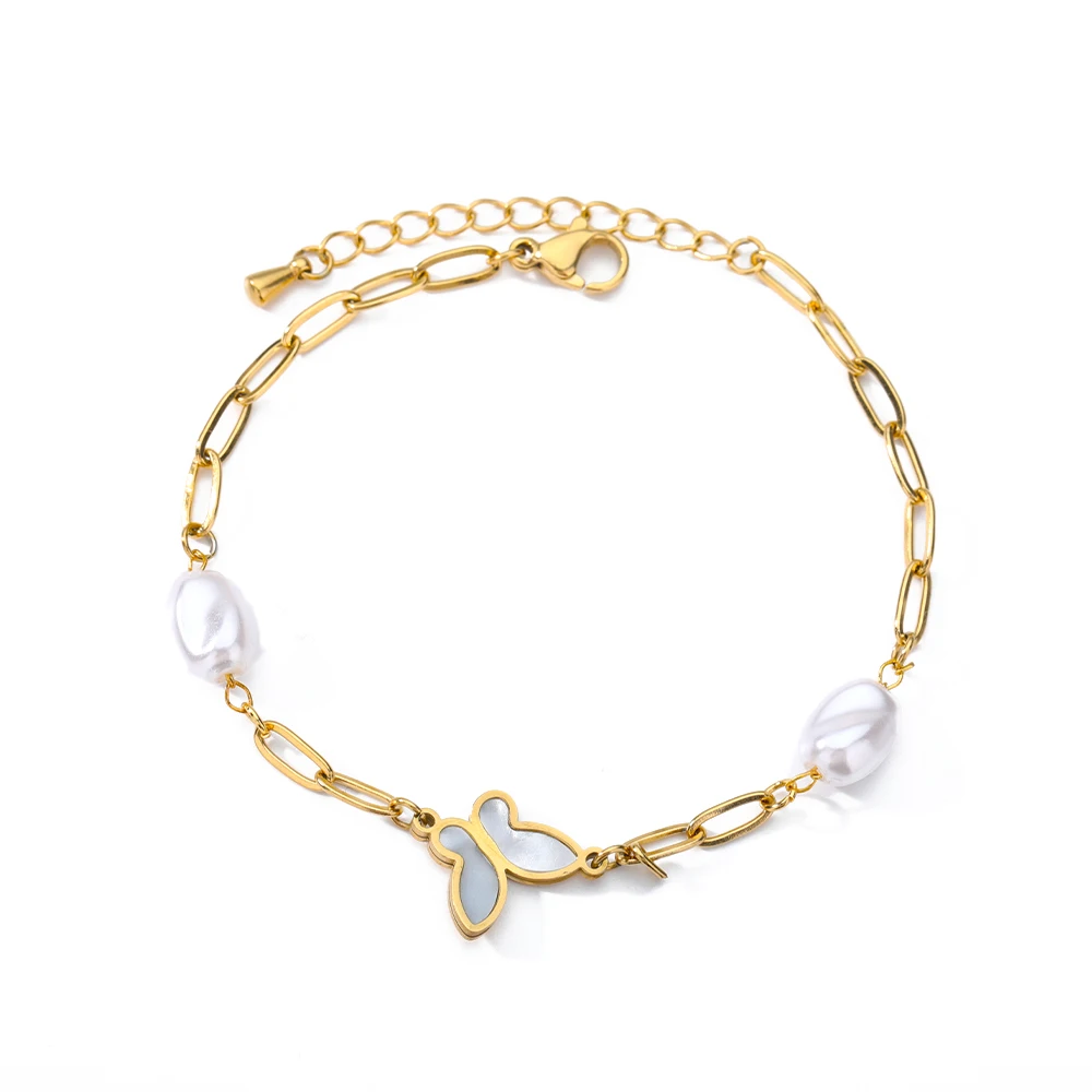 RXSMII Stainless Steel Layered Golden Pendant Bracelet For Women Retro Punk Gothic Portrait Coin Cross Pearl Bracelet Jewelry