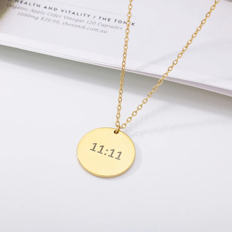 Lucky Angel Number 1111 Necklaces For Women Stainless Steel Gold Chain Choker 11:11 Necklace Bohemian 2022 Birthday Jewelry Gift