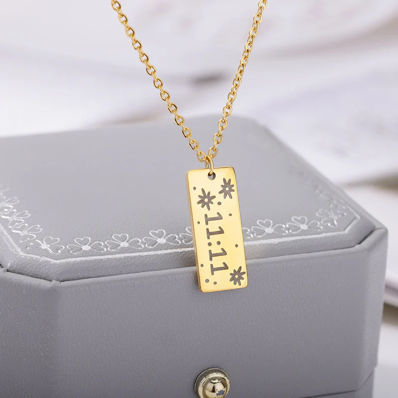 Lucky Angel Number 1111 Necklaces For Women Stainless Steel Gold Chain Choker 11:11 Necklace Bohemian 2022 Birthday Jewelry Gift