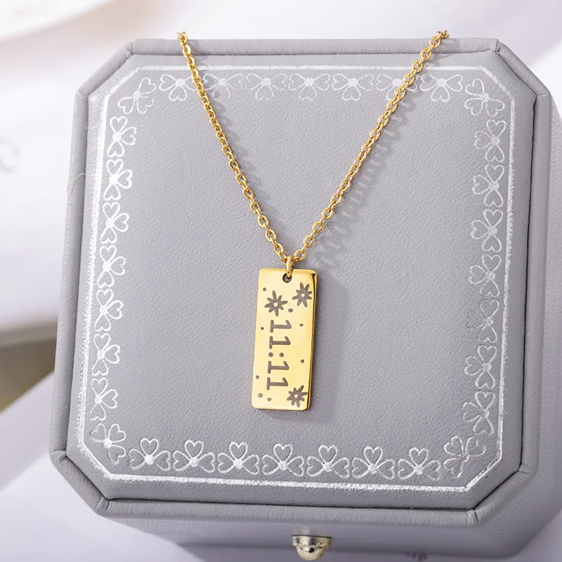 Lucky Angel Number 1111 Necklaces For Women Stainless Steel Gold Chain Choker 11:11 Necklace Bohemian 2022 Birthday Jewelry Gift