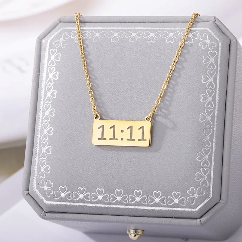 Lucky Angel Number 1111 Necklaces For Women Stainless Steel Gold Chain Choker 11:11 Necklace Bohemian 2022 Birthday Jewelry Gift