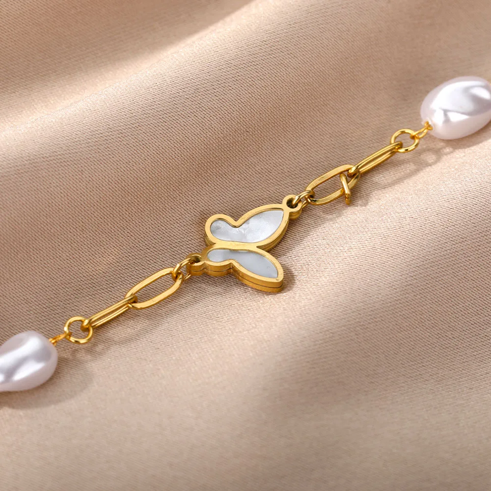 RXSMII Stainless Steel Layered Golden Pendant Bracelet For Women Retro Punk Gothic Portrait Coin Cross Pearl Bracelet Jewelry