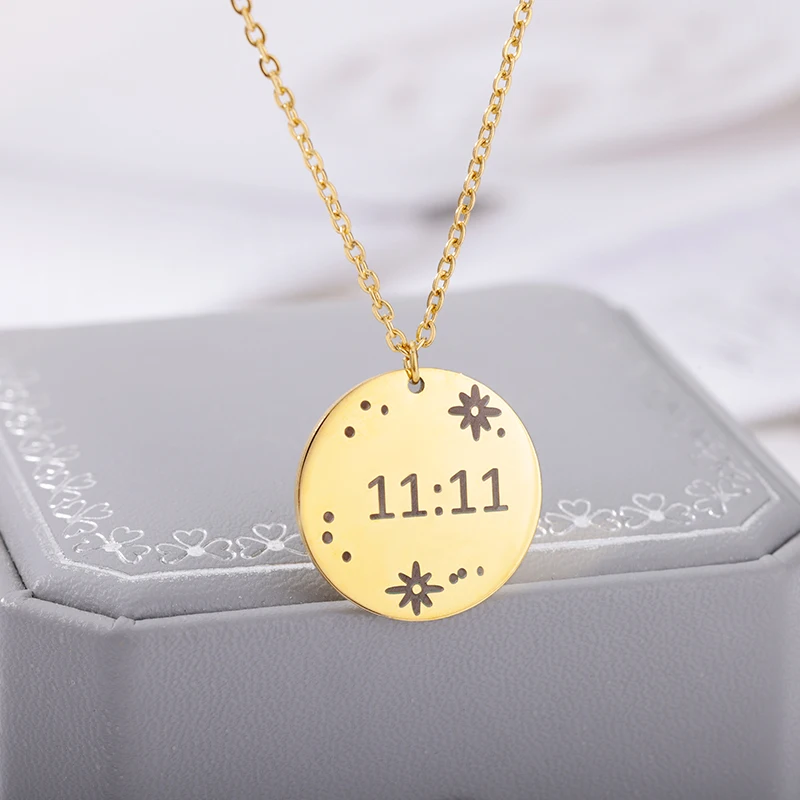 Lucky Angel Number 1111 Necklaces For Women Stainless Steel Gold Chain Choker 11:11 Necklace Bohemian 2022 Birthday Jewelry Gift