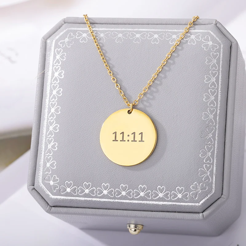 Lucky Angel Number 1111 Necklaces For Women Stainless Steel Gold Chain Choker 11:11 Necklace Bohemian 2022 Birthday Jewelry Gift