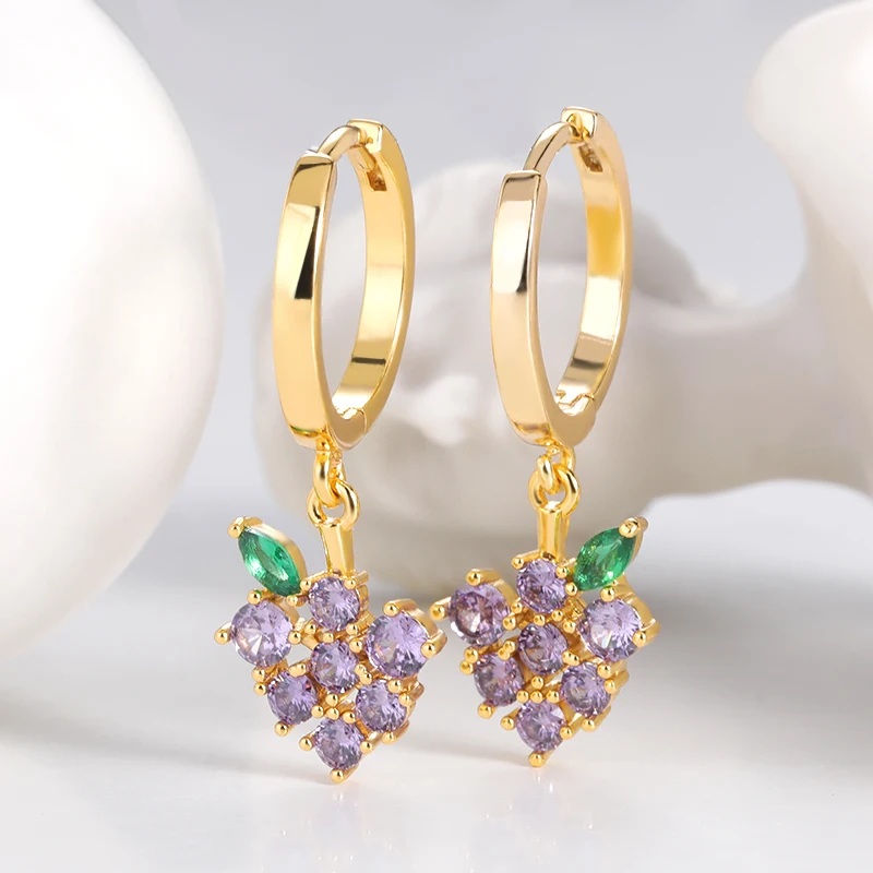 2021 Fashion Korean Fruit Shaped Drop Earrings For Women Sweet Girls Cute Purple Grapes Brincos Line Pendientes Jewelry Gifts 2021 Fashion Korean Fruit Shaped Drop Earrings For Women Sweet Girls Cute Purple Grapes Brincos Line Pendientes Jewelry Gifts