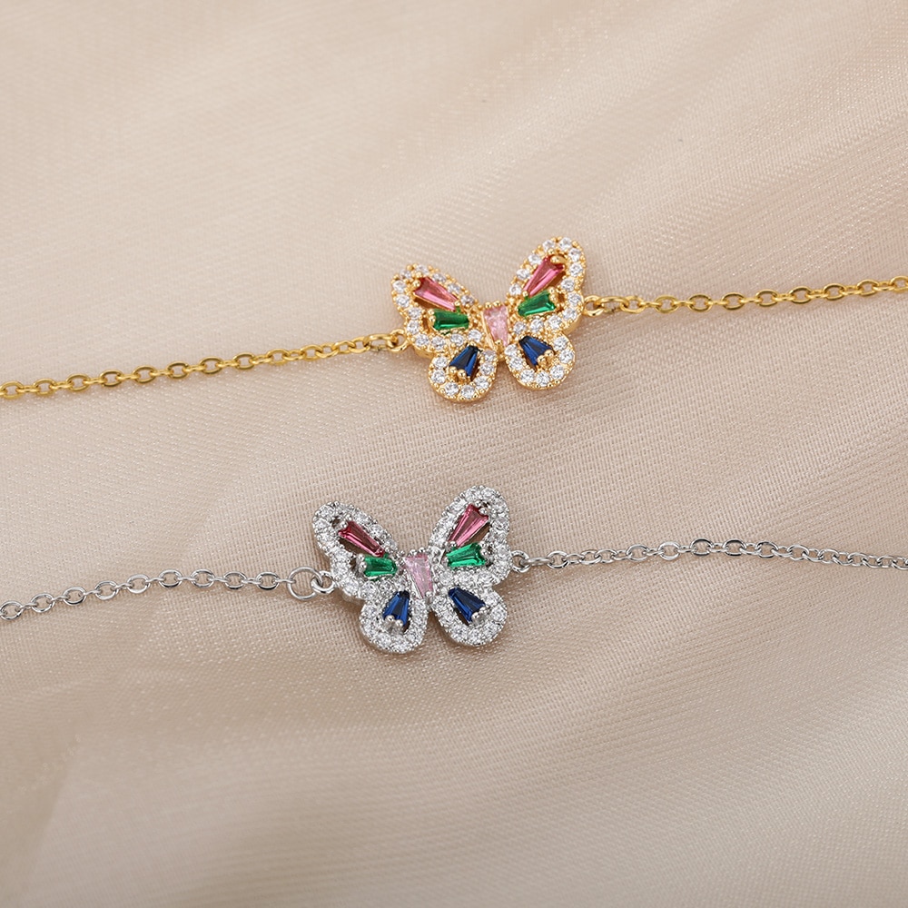 Butterfly Bracelet For Women Sweet Shining Colorful Zircon Stainless Steel Cute Animal Bracelet Accessory Bangle Jewelry Boho Butterfly Bracelet For Women Sweet Shining Colorful Zircon Stainless Steel Cute Animal Bracelet Accessory Bangle Jewelry Boho
