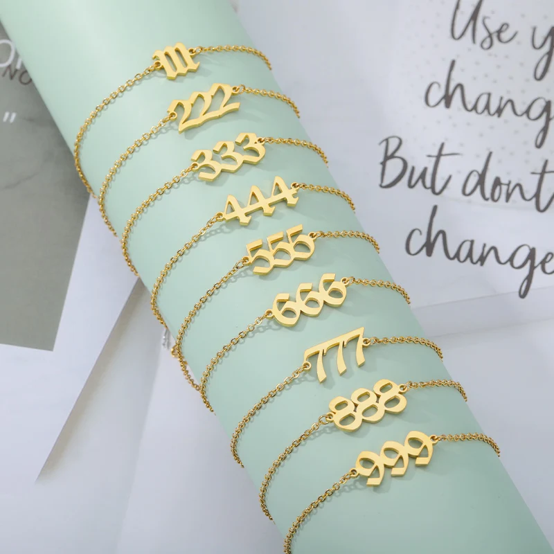 Goth Angel Number Wrist Bracelets Gold Stainless Steel 111 222 333 444 555 666 777 888 999 Devil Cuff Bracelet for Women Jewelry Goth Angel Number Wrist Bracelets Gold Stainless Steel 111 222 333 444 555 666 777 888 999 Devil Cuff Bracelet for Women Jewelry