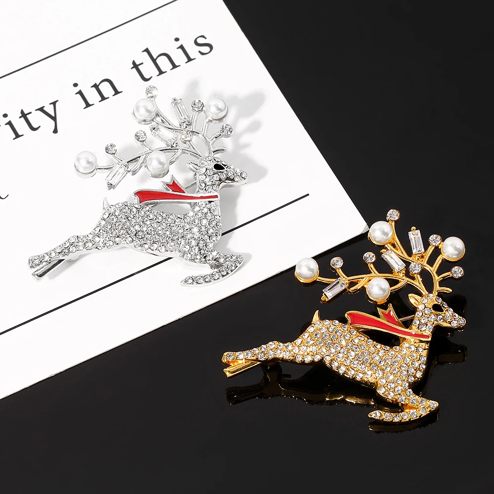 Cute Running Deer Brooches For Women Xmas Gifts New Year Fashion Reindeer Elk Rhinestones Christmas Brooch Broche Cute Running Deer Brooches For Women Xmas Gifts New Year Fashion Reindeer Elk Rhinestones Christmas Brooch Broche