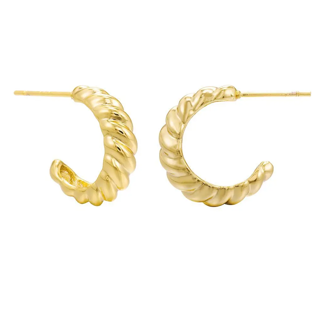 C Shape Twist Croissant Earrings For Women Stainless Steel Hoop Earrings Circle Round Earring Female Fashion Jewelry Orecchini