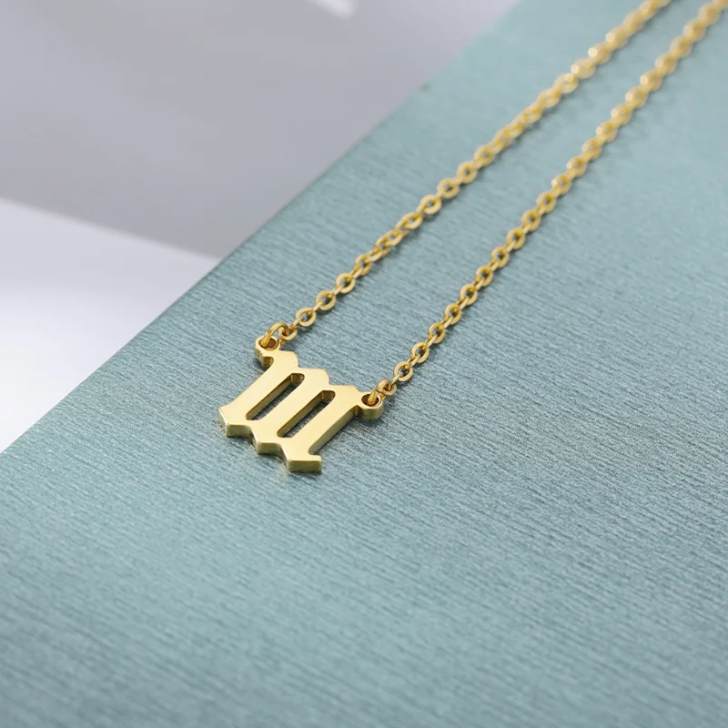 Custom 111 222 333 444 555 666 777 888 999 Year Angel Number Necklace For Women Stainless Steel Choker Collars Femme Jewelry