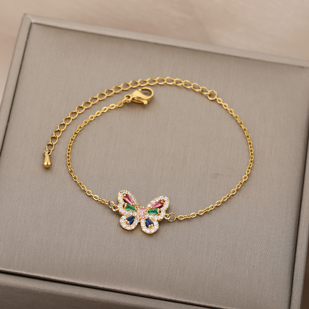 Butterfly Bracelet For Women Sweet Shining Colorful Zircon Stainless Steel Cute Animal Bracelet Accessory Bangle Jewelry Boho Butterfly Bracelet For Women Sweet Shining Colorful Zircon Stainless Steel Cute Animal Bracelet Accessory Bangle Jewelry Boho