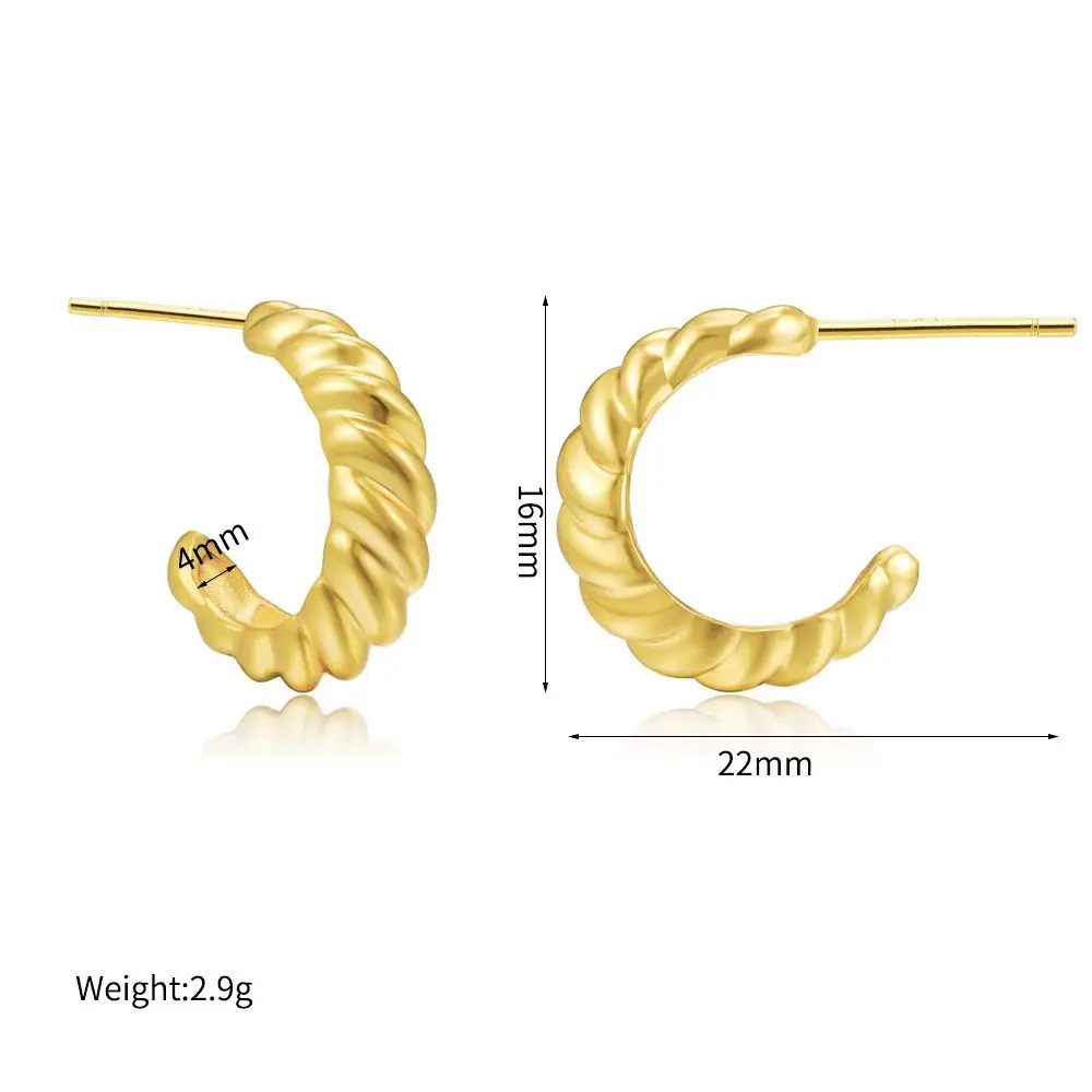 C Shape Twist Croissant Earrings For Women Stainless Steel Hoop Earrings Circle Round Earring Female Fashion Jewelry Orecchini