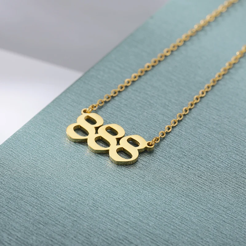 Custom 111 222 333 444 555 666 777 888 999 Year Angel Number Necklace For Women Stainless Steel Choker Collars Femme Jewelry