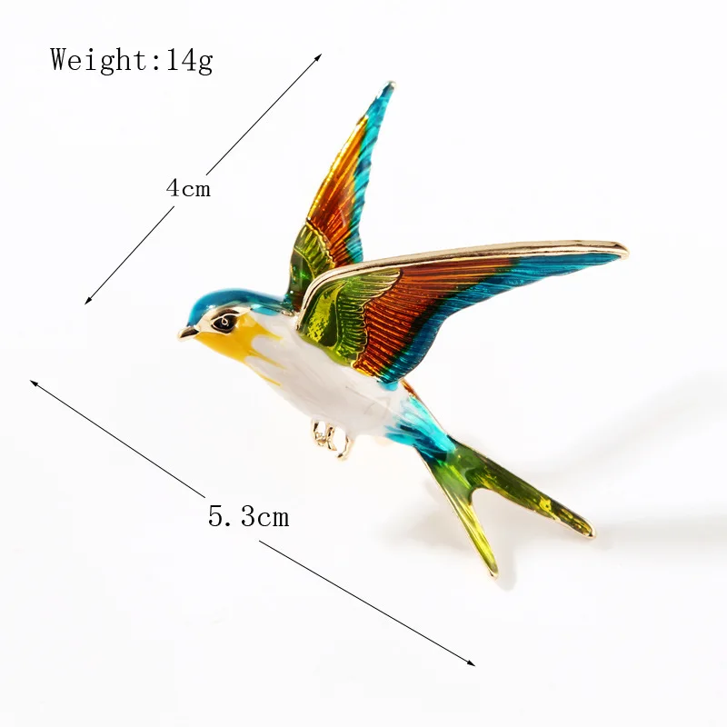 2021 New Fashion Enamel Flying Swallow Brooch Pins For Women Animal Bird Broche Jewelry Gift