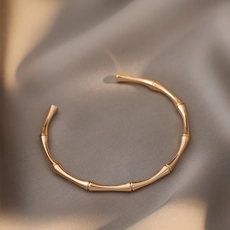 Classic Minimalism Stainless Steel Bamboo Joint Bracelet Bangle For Women Men Fashion Gothic Jewelry Couple Party Friend Gifts