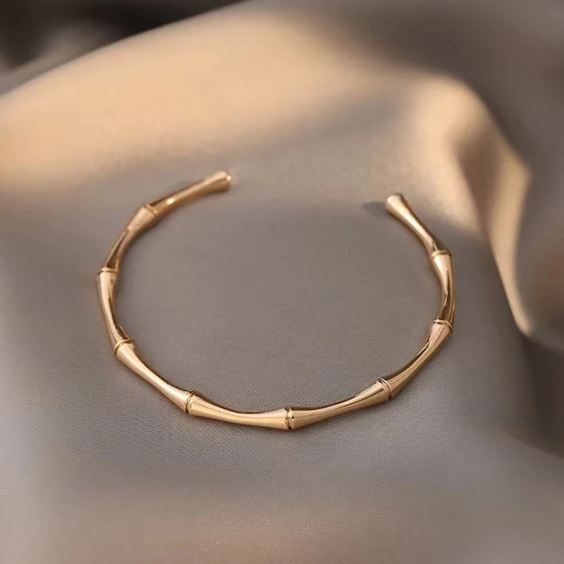 Classic Minimalism Stainless Steel Bamboo Joint Bracelet Bangle For Women Men Fashion Gothic Jewelry Couple Party Friend Gifts