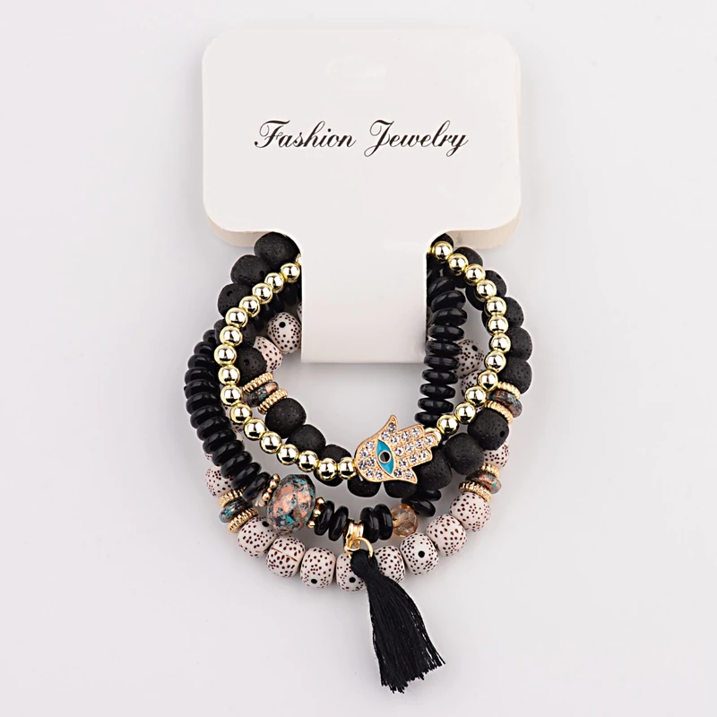 Vintage Bohemia Women Bracelets Set Charm Hand Stone Beads Tassel Pendents Bracelets Pour Les Femmes 4Pcs/Lot Vintage Bohemia Women Bracelets Set Charm Hand Stone Beads Tassel Pendents Bracelets Pour Les Femmes 4Pcs/Lot