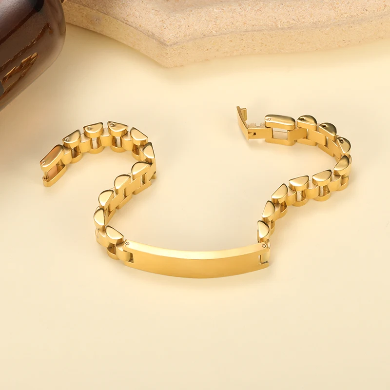 Customized Male Name Bracelet Stainless Steel Gold Color Punk Jewelry Personalized Letter Nameplate Bangle Best Friend Gifts