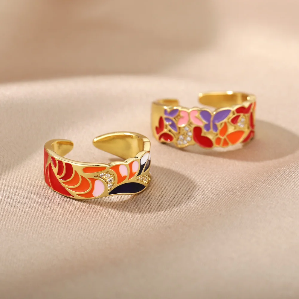 Colorful Enamel Rings For Women Adjustable Open Stainless Steel Finger Ring 2022 Trend Femme Aesthetic Jewelry anillos mujer Colorful Enamel Rings For Women Adjustable Open Stainless Steel Finger Ring 2022 Trend Femme Aesthetic Jewelry anillos mujer