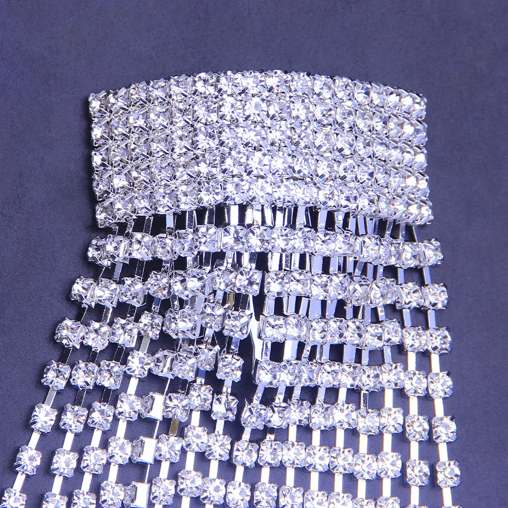 Stonefans Shiny Full Rhinestone Long Tassel Hair Chain Hair Clip for Women Handmade luxurious Wedding Hair Accessories Wholesale