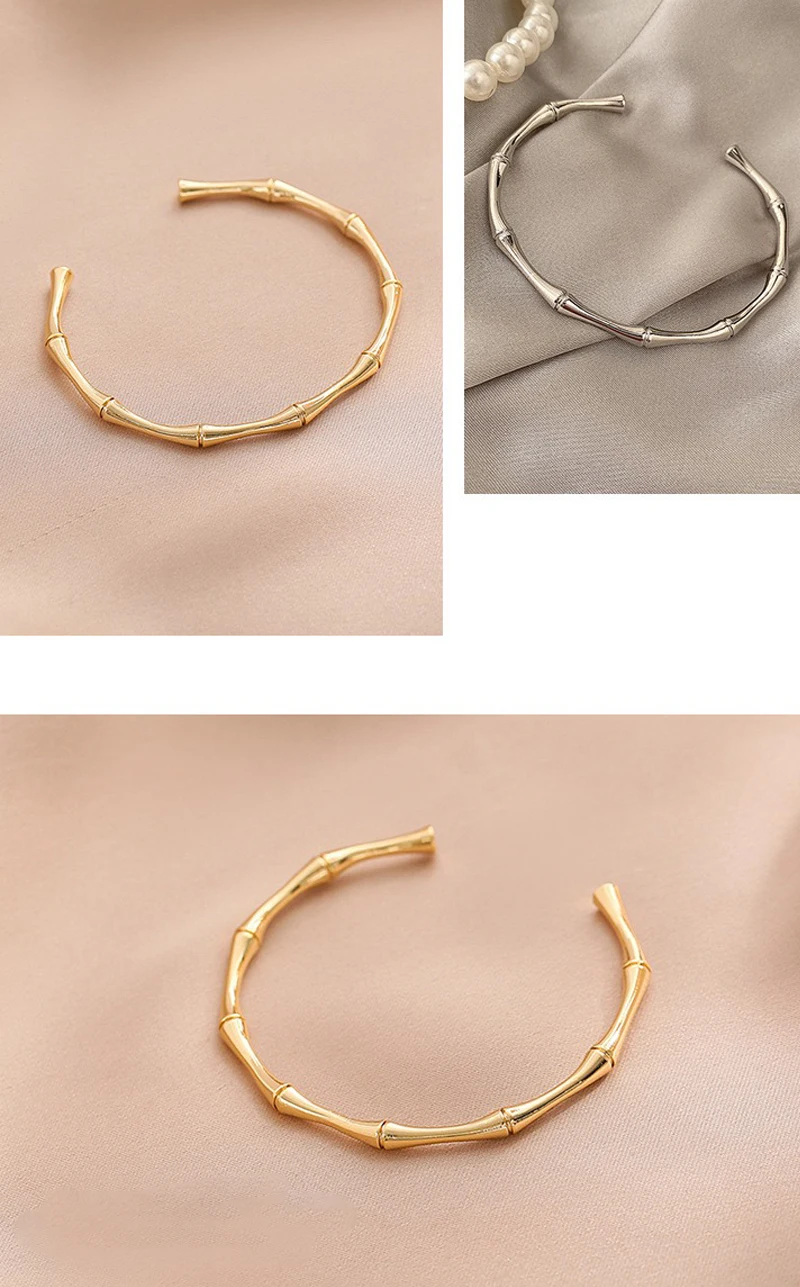 Classic Minimalism Stainless Steel Bamboo Joint Bracelet Bangle For Women Men Fashion Gothic Jewelry Couple Party Friend Gifts
