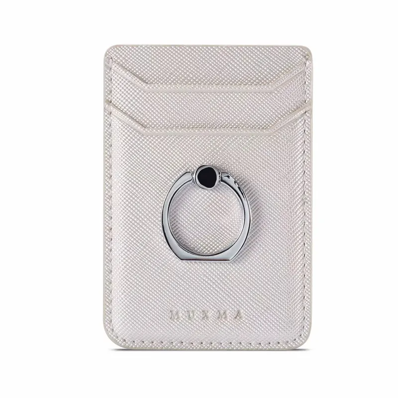 Cell Phone Smartphone Ring Socket Holder Wallet Credit Card Pocket Adhesive Sticker Phone Pouch Bag Case Black Rose Gold
