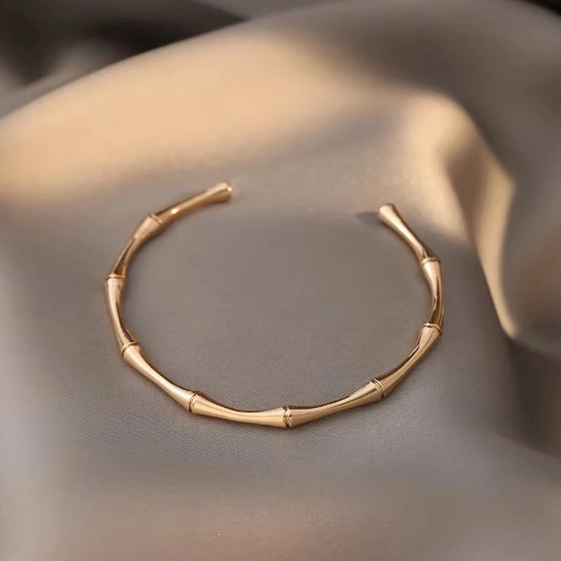Classic Minimalism Stainless Steel Bamboo Joint Bracelet Bangle For Women Men Fashion Gothic Jewelry Couple Party Friend Gifts