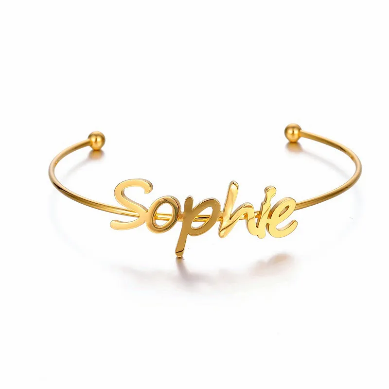 Customized Classic Nameplate Name Bracelet Personalized Custom Cuff Bangles Women Men Rose Gold Stainless Steel Jewelry