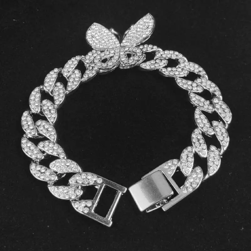 Hip Hop Bling Iced Out Miami Cuban Link Chain Full AAA Crystal Pave Men's Bracelet Gold Color Bracelets for Men Jewelry