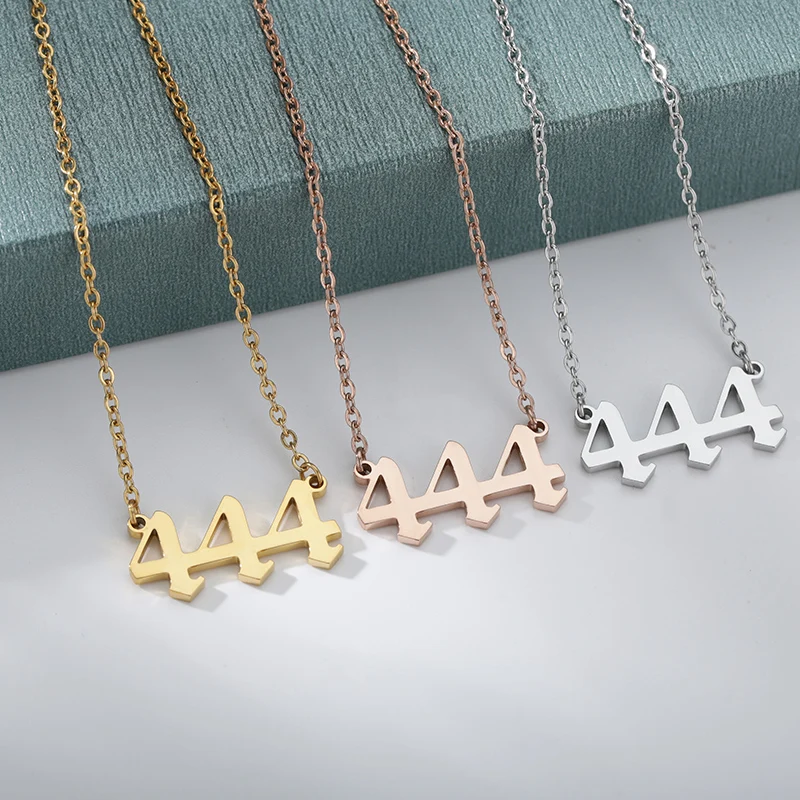 Custom 111 222 333 444 555 666 777 888 999 Year Angel Number Necklace For Women Stainless Steel Choker Collars Femme Jewelry