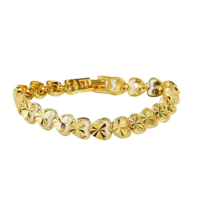 Gold Plated Dubai Gold Bracelets Bangle Love Heart Bracelet Femme Charm Female Bijoux Valentine's Day Gift For Women Gold Plated Dubai Gold Bracelets Bangle Love Heart Bracelet Femme Charm Female Bijoux Valentine's Day Gift For Women