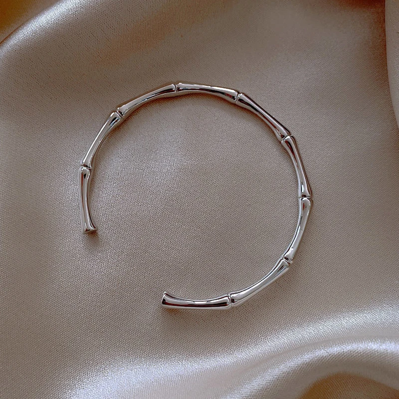 Classic Minimalism Stainless Steel Bamboo Joint Bracelet Bangle For Women Men Fashion Gothic Jewelry Couple Party Friend Gifts