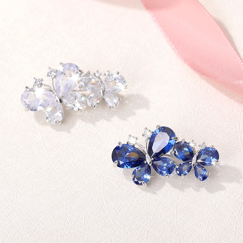 Pink Rhinestone Brooches for Women Cute Butterfly Brooch Wedding Couple Jewelry Aesthetic Zircon Crystal Butterfly Enamel Pin