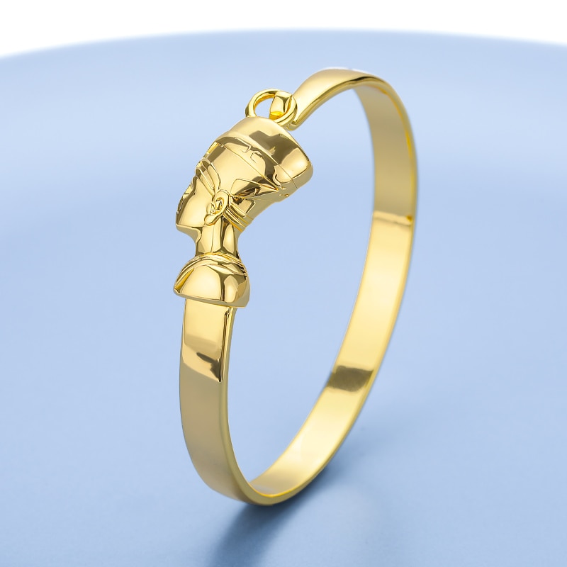 African Jewelry Egyptian Queen Nefertiti Bracelets For Women Gold Cuff Bracelet Stainless Steel Vintage Adjustable Bangle Gifts