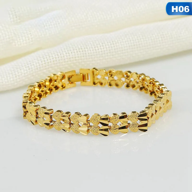 Gold Plated Dubai Gold Bracelets Bangle Love Heart Bracelet Femme Charm Female Bijoux Valentine's Day Gift For Women Gold Plated Dubai Gold Bracelets Bangle Love Heart Bracelet Femme Charm Female Bijoux Valentine's Day Gift For Women