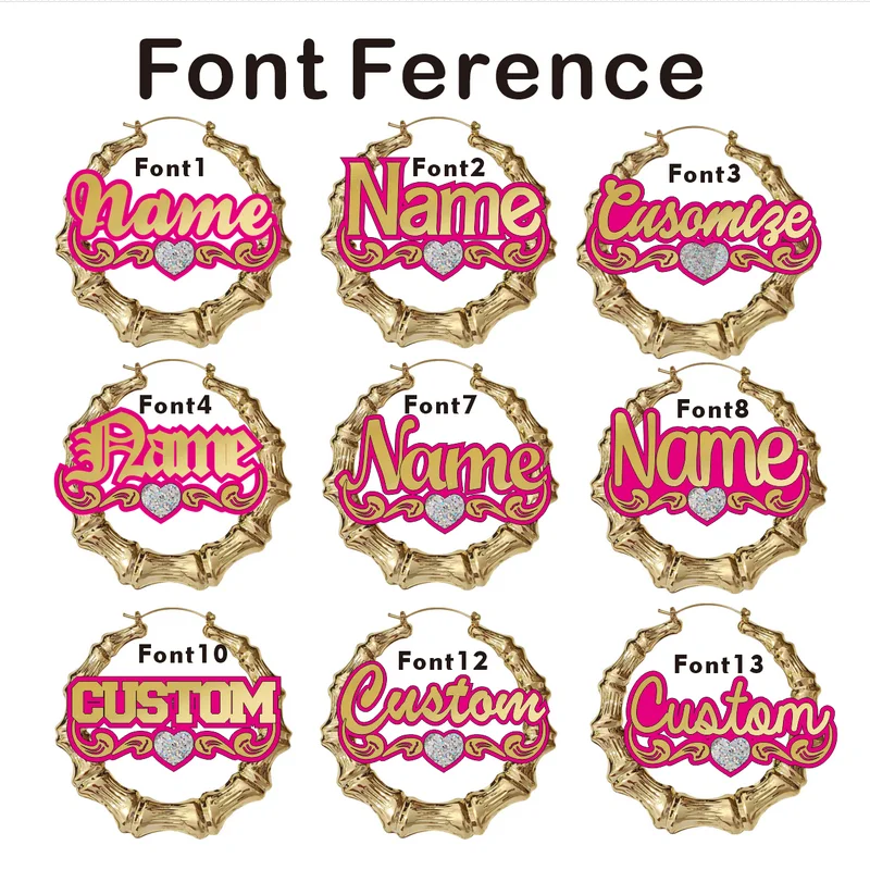 Big Bamboo Personalized Name Custom Earrings C4