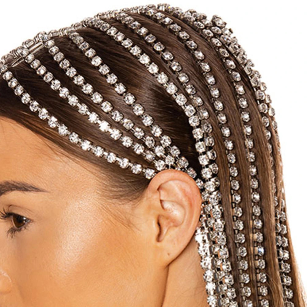 Stonefans Long Tassel Rhinestone Head Chain Headwear for Women Crystal Wedding Hair Accessories Bridal headband Jewelry