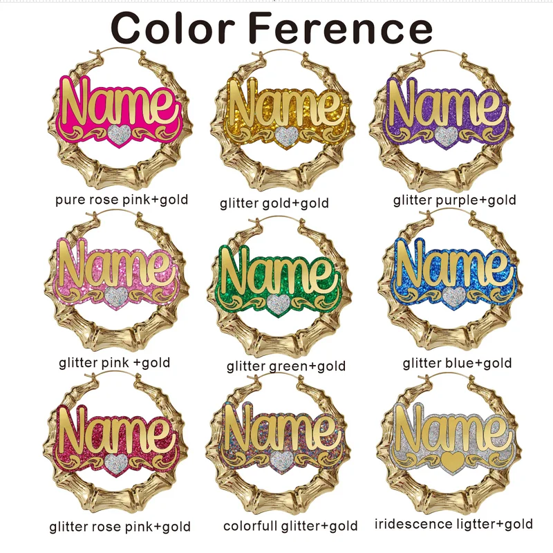 Big Bamboo Personalized Name Custom Earrings C4