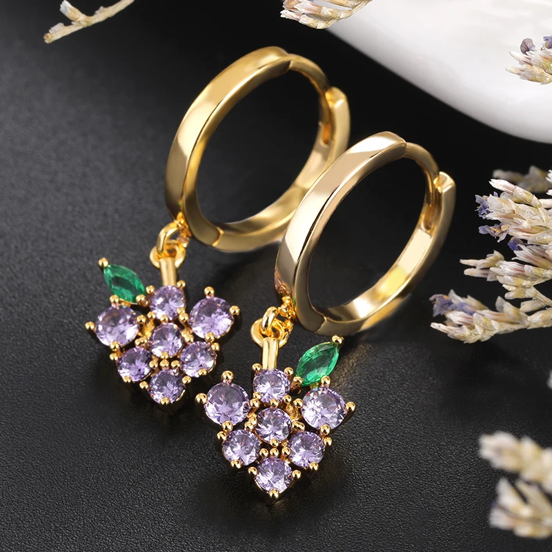 2021 Fashion Korean Fruit Shaped Drop Earrings For Women Sweet Girls Cute Purple Grapes Brincos Line Pendientes Jewelry Gifts 2021 Fashion Korean Fruit Shaped Drop Earrings For Women Sweet Girls Cute Purple Grapes Brincos Line Pendientes Jewelry Gifts