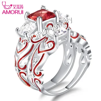 New Silver Plated Square gemstones Engagement/Wedings Rings for Women