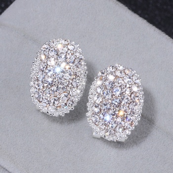 Classic Design Romantic Jewelry  Silver Color Zirconia Stone Stud Earrings Wedding Jewelry