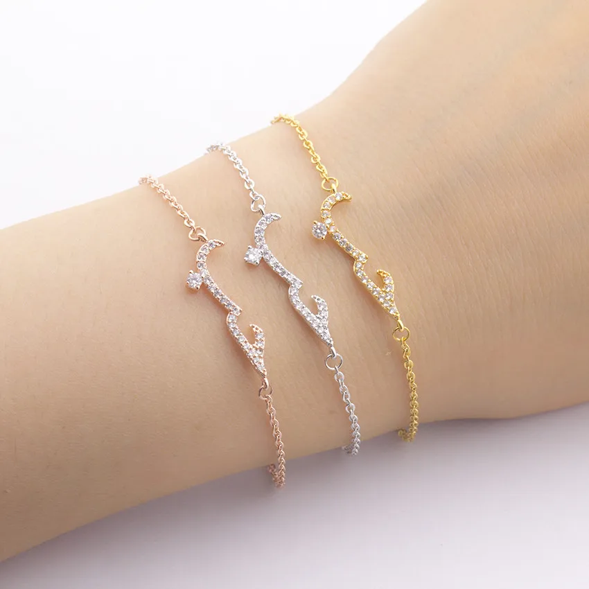 Full Crystal Quote In Arabic Bracelets For Women Engagement Jewelry Stainless Steel Chain Gold Filled Friendship Bracciali Donna