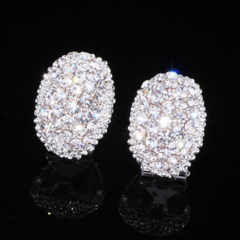 Classic Design Romantic Jewelry  Silver Color Zirconia Stone Stud Earrings Wedding Jewelry 1