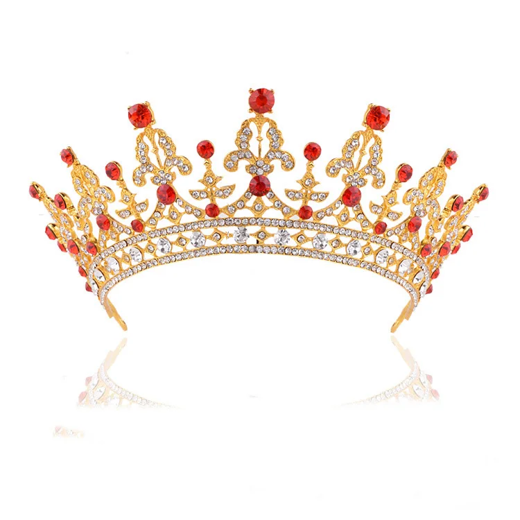 2022 New Fashion Baroque Luxury Crystal AB Bridal Crown Tiaras Light Gold Diadem Tiaras for Women Bride Wedding Hair Accessories