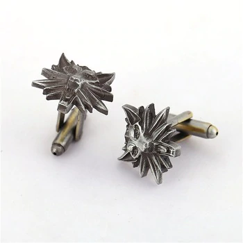 HF Gothic Punk The Witcher 3 Cufflinks Mens Shirt Brand Wolf Heads Cuff link Buttons