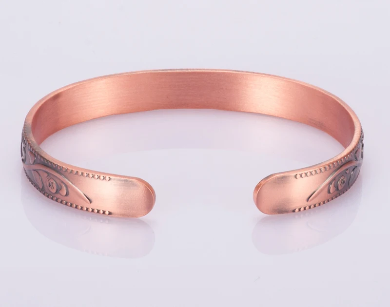 Magnetic Pure Copper Bracelet Femme Benefit 9mm Vintage Flower Energy Magnetic Copper Bracelet Adjustable Bracelet for Women