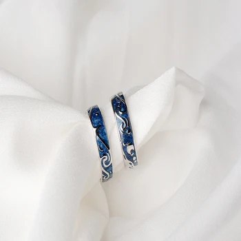 Qevila Hot Fashion Rings Plated S925 Silver Van Gogh Starry Sky Open Lover Ring 1