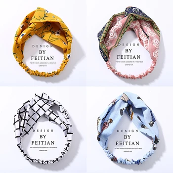 Bowknot Shaped Floral Stripe Pattern Headband Headwrap Fashion Facinator Headwear Jewelry