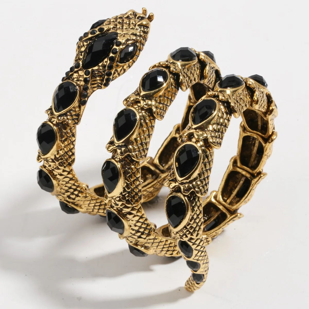 YACQ Stretch Snake Bracelet Armlet Upper Arm Cuff Women Punk Rock Crystal Bangle Jewelry Gold Silver Color Dropshipping A32