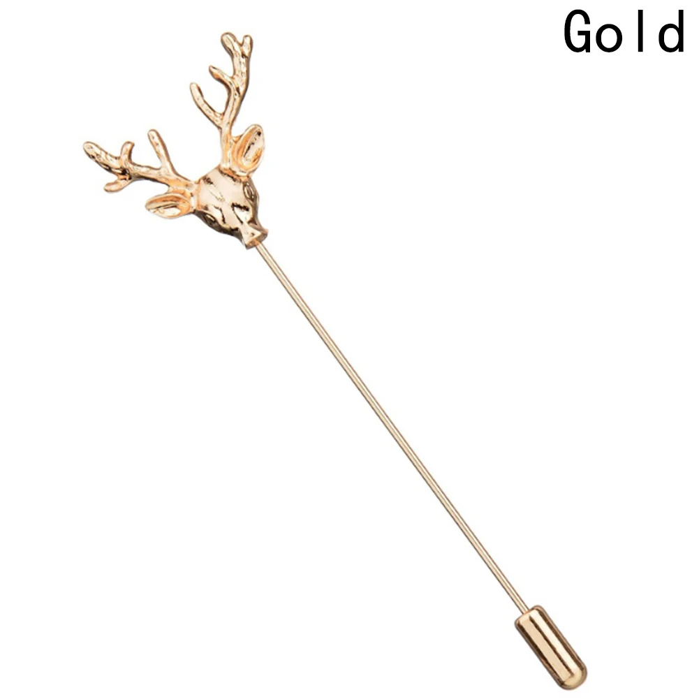 Hollow Fashion Simple Retro Deer Head Brooch Pins For Women Men Suit Animal Collar Pin Fine Jewelry